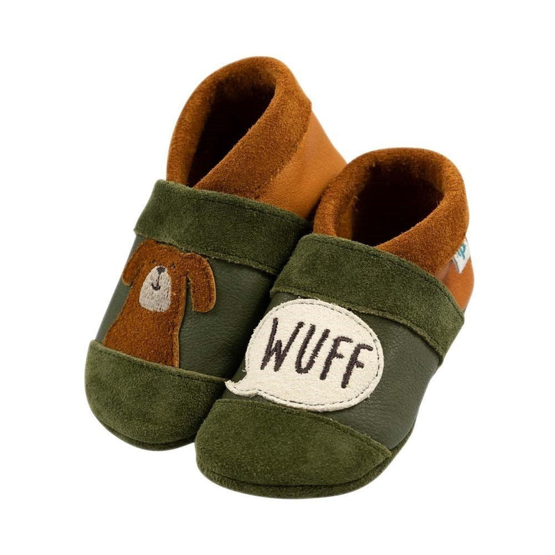 Pantolinos Pantolinos Lederpuschen "Hund" olive 24 Schuhgröße, 25 Schuhgröße