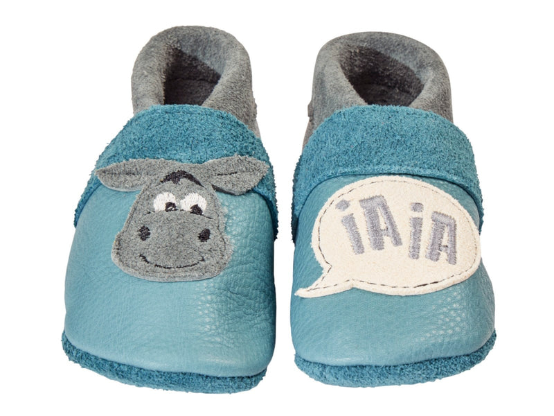 Pantolinos Pantolinos Lederpuschen "Esel" blau-grau 24 Schuhgröße, 25 Schuhgröße