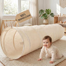 LIONHERZ® play tunnel for children, cotton/hemp | baby crawling tunnel 180x46cm | pop-up & foldable with 4 hook-and-loop fasteners | metal frame | indoor crawl tunnel | from 1 year | children’s tunnel | girls & boys