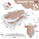 XXL Babywanne faltbar FawnsLife - faltbare badewanne baby mit bequemen Sitz und faltbarer Wassereimer- baby badewanne faltbar in Premium Qualität, praktisch für kleine Räume und Reisen.