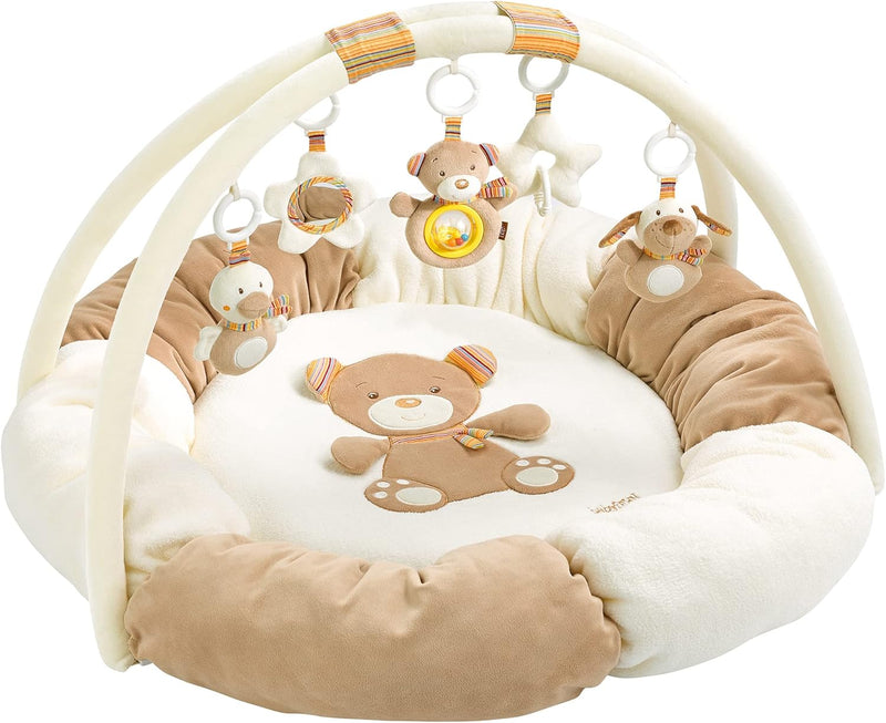 Fehn 3-D-Activity-Nest Spielbogen - Rainbow – Baby Krabbeldecke rund mit 5 abnehmbaren Spielzeugen zum Greifen