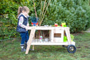 small foot Matschküche aus massivem und witterungsbeständigem Holz für Kinder ab 3, Outdoorküche mit Rädern, 11665 104 x 59 x 54 cm, Holzfarbe