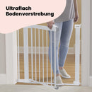 Safety 1st Flat Step Gate, Treppenschutzgitter ohne Bohren, 73–80 cm (max. 101 cm erweiterbar), Sehr Flache Türkante, Türschutzgitter "Bleibt Offen", Mit Einer Hand Öffnen, Montage ohne Bohren, Weiß