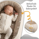 Nestchen Baby - Babynestchen Neugeborene Minky Babynest für Kinderbett Vielseitiges tragbar Nest kuschelnest zubehör für babybett warm Winter coccon Beige mit Weiß Sternen