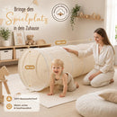 LIONHERZ® play tunnel for children, cotton/hemp | baby crawling tunnel 180x46cm | pop-up & foldable with 4 hook-and-loop fasteners | metal frame | indoor crawl tunnel | from 1 year | children’s tunnel | girls & boys