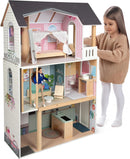 small Foot Puppenhaus Traumvilla XL aus Holz, 3 Etagen mit Aufzug, mit umfangreichem Zubehör, für Modepuppen bis 30 cm, 1:6 Maßstab, 12730