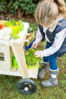 small foot Matschküche aus massivem und witterungsbeständigem Holz für Kinder ab 3, Outdoorküche mit Rädern, 11665 104 x 59 x 54 cm, Holzfarbe
