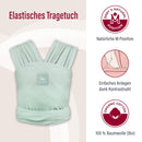 manduca Sling - Babytragetuch - Elastische Babytrage für Neugeborene von der Geburt bis zu 15 kg - Bio-Baumwolle - GOTS zertifiziert,Mint