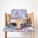 Waterproof Cushion Set - Wipe Clean, compatible with Stokke Tripp Trapp highchair- Blue Floral