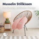 Julius Zöllner Musselin Stillkissen ca. 190 cm | Füllung 42 Liter EPS-Mikroperlen | Made in Germany | Bezug aus 100% Baumwollmusselin | Oeko-TEX® Standard 100 | Dusty Rose