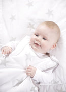 roba Schlafsack 110 cm Little Stars - Babyschlafsack ganzjährig für Sommer & Winter - Kinderschlafsack aus atmungsaktiver Baumwolle - Stern Motiv in Weiß / Hellgrau