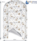 Medi Partners Babynest Nestchen für Neugeborene - 100x60x15 Babynestchen Baby zweiseitg Nest Bett 100% Baumwolle Waffel Kuschelnest tragbar (REH mit Grauer Waffel)