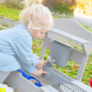 roba wooden sandbox with integrated mud kitchen – FSC-certified solid wood – sandbox for children from 12 months – grey-lacquered