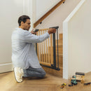 Safety 1st Simply Close Wood and Metal, Babyschutzgitter, Türschutzgitter ausziehbar, Druckbefestigung, Öffnung von 73–80cm, Treppenschutzgitter ohne Bohren, EIN-Hand-Öffnung, Wood & Graphite