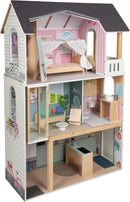 small Foot Puppenhaus Traumvilla XL aus Holz, 3 Etagen mit Aufzug, mit umfangreichem Zubehör, für Modepuppen bis 30 cm, 1:6 Maßstab, 12730