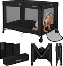 Lionelo Amelie Baby-Reisebett, ab Geburt bis 15 kg, klein, faltbar, weiche Faltmatratze, 100,5 x 70,5 cm, 2 Räder, seitlicher Einstieg, Reisetasche