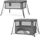 Kinderkraft CAMI baby cot 3 in 1, travel cot for babies from birth to 3 years, playpen function, easy and compact folding, travel backpack included, two levels, gray