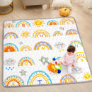 Funsland Krabbelteppich für Baby, Rutschfeste Baby Spielmatte Schadstofffrei 127x127cm, Baumwolle Tier Krabbelmatte Baby Faltbar mit Einem Höhenlineal, Kinder Spielmatte für Innen/Außen/Zaun