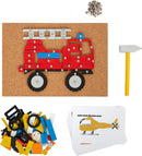 Small Foot Hämmerchenspiel Fahrzeuge der Stadt aus Holz, mit Korkbrett und Hammer für Kinder ab 3 Jahren, 12360