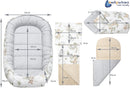 Medi Partners 5 teilig Babynestchen Set Babynest 100x60x15 - Safari mit beige Minky