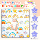 Funsland Krabbelteppich für Baby, Rutschfeste Baby Spielmatte Schadstofffrei 127x127cm, Baumwolle Tier Krabbelmatte Baby Faltbar mit Einem Höhenlineal, Kinder Spielmatte für Innen/Außen/Zaun