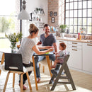 hauck Alpha+, Grey – Growing Wooden Highchair made of Beech for Children from 6 Months up to 90 kg – Includes 5-Point Harness, Crotch Strap, Safety Bar – Compatible with Many Accessories