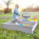 roba wooden sandbox with integrated mud kitchen – FSC-certified solid wood – sandbox for children from 12 months – grey-lacquered
