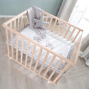 roba Laufgitter Jumbotwins 75 x 100 cm inkl. Einlage - Mobiles Krabbelgitter mit Rollen - Laufstall höhenverstellbar - Holz natur