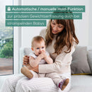 Beurer BY 90 baby scale with free app (iOS + Android), integrated measuring tape, 20 kg weighing capacity and hold function for squirming babies