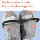Bambisol Doppelkinderwagen nebeneinander | ideal für Zwillinge ab der Geburt mit ultra-kompaktem Zusammenklappen | Farbe Schwarz und Grau