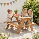 roba Kinder Outdoor+ Sitzgruppe inkl. Sitzkissen - Picknick for 4 - Garten Sitzgarnitur aus wetterfestem Massivholz - 4 Plätze - Teak