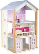 Small Foot 11192 Drehbares Puppenhaus Palast aus Holz, mit 3 Etagen, inkl. Möbel Spielzeug, Mehrfarbig, 37 x 40 x 67 cm