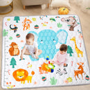 Funsland Krabbelteppich für Baby, Rutschfeste Baby Spielmatte Schadstofffrei 127x127cm, Baumwolle Tier Krabbelmatte Baby Faltbar mit Einem Höhenlineal, Kinder Spielmatte für Innen/Außen/Zaun
