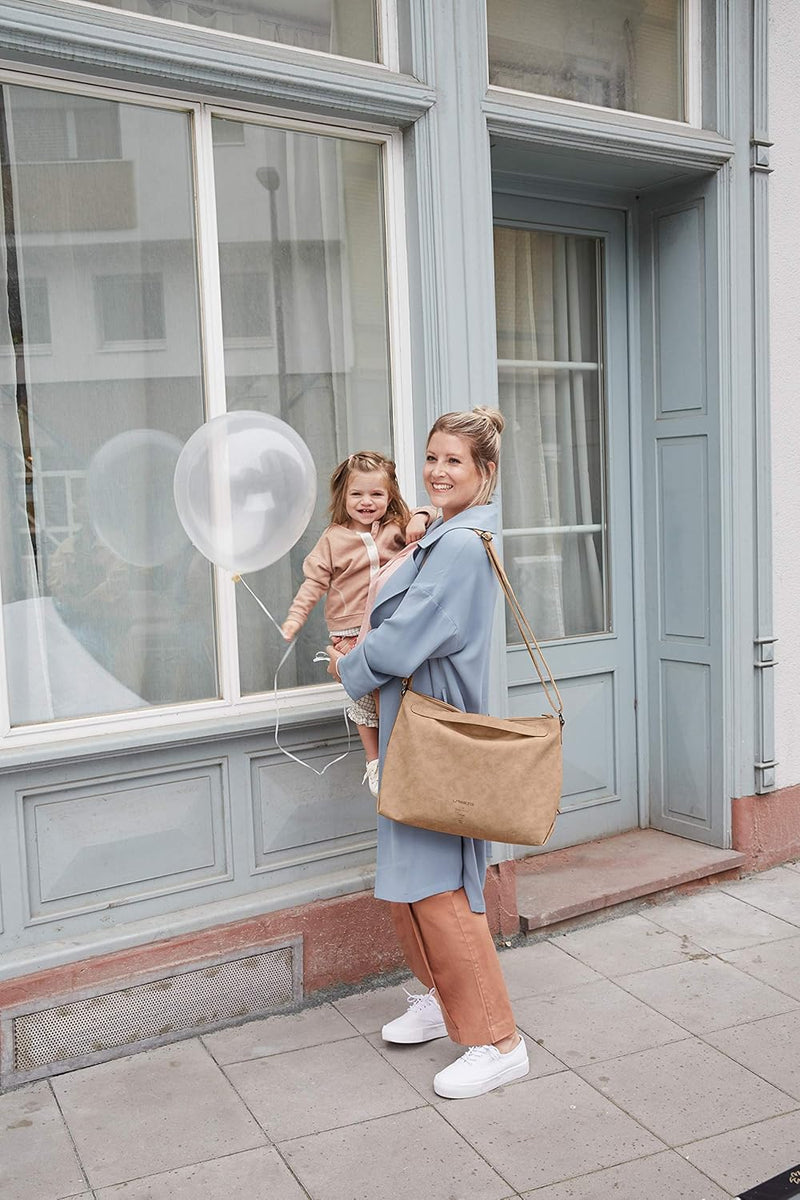 LÄSSIG Baby Wickeltasche Umhängetasche mit Zubehör veganes Leder/Tender Shoulder Bag anthracite