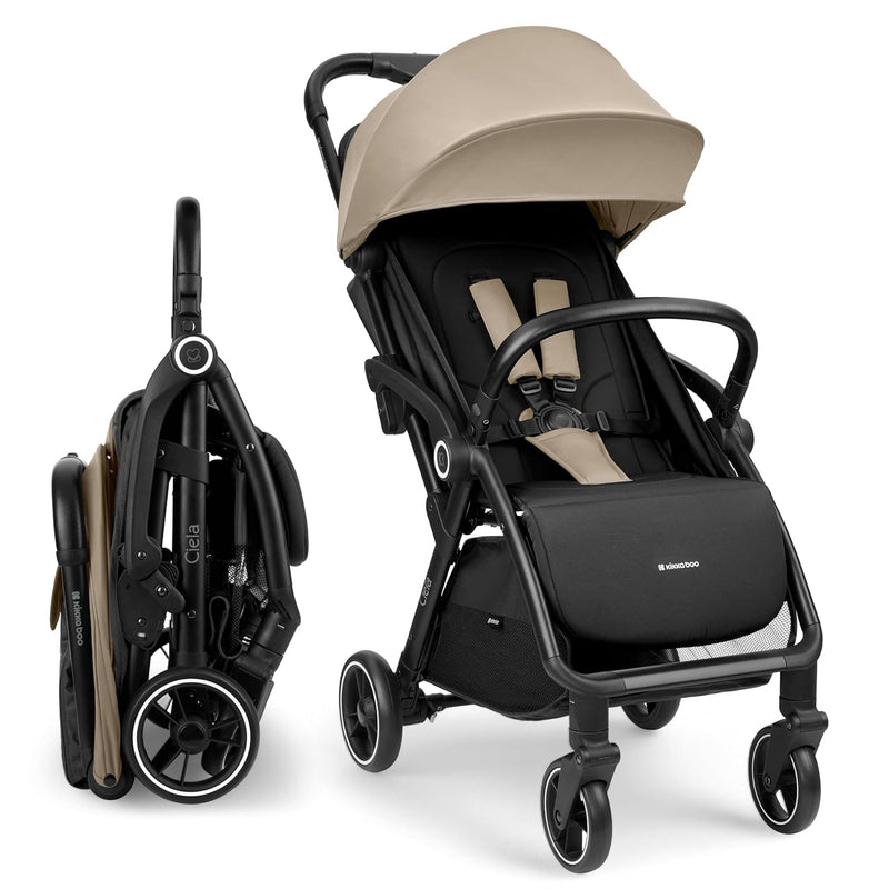 KikkaBoo Buggy Kinderwagen Reisebuggy CIELA, Bis 22 kg, Leicht (7,1 kg), One-Hand-Faltbar, Atmungsaktiv & Wasserabweisend, Inkl. Regenschutz, Beige