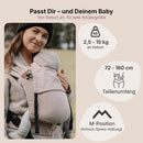Hoppediz Primeo Babytrage für Neugeborene – Ergonomische Babytrage aus 100% kbA Baumwolle – Bauchtrage, Hüfttrage & Rückentrage – Einfache Babytrag...
