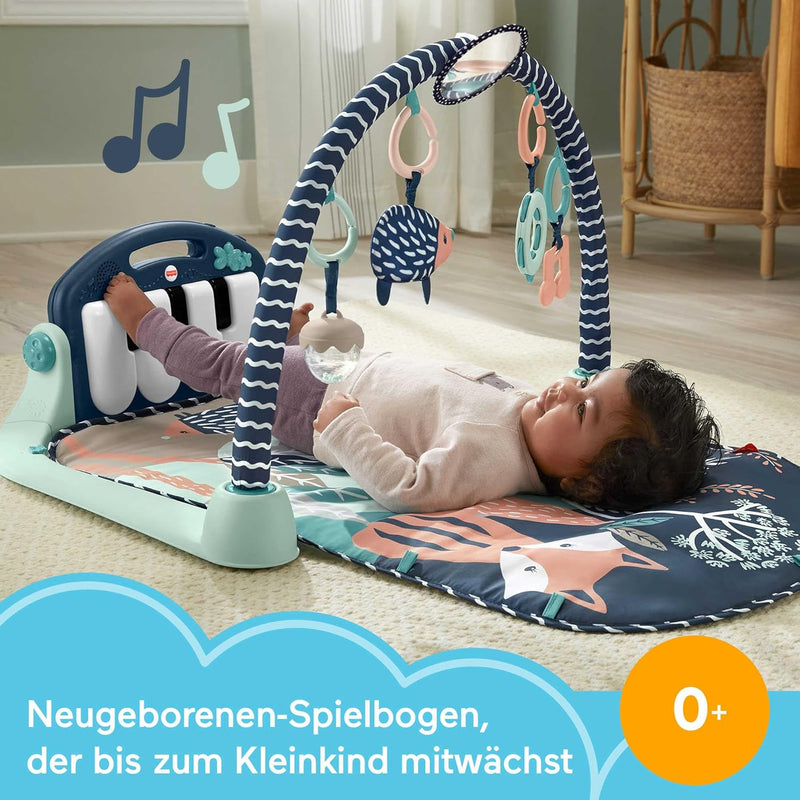 Fisher-Price -Spieldecke-Erlebnisdecke Spielcenter für Neugeborene mit Klavier-Musikspielzeug & Spielzeuge zum Spielen in der Bauchlage