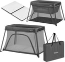 Lionelo Alice 3-in-1 Reisebett Laufgitter von 0 bis 15 kg Schaumstoffmatratze, 2 Höhenstufen, faltbar, klein, leicht, Seiteneinstieg, Reisetasche