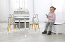 roba Kinder Sitzgruppe miffy - Kindermöbel Set aus 2 Kinderstühlen & 1 Tisch - Sitzgarnitur aus Holz - dunkelgrau und weiß lackiert