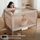Lionelo Amelie Baby-Reisebett, ab Geburt bis 15 kg, klein, faltbar, weiche Faltmatratze, 100,5 x 70,5 cm, 2 Räder, seitlicher Einstieg, Reisetasche