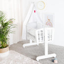 roba Babywiege 40 x 90 cm Adam & Eule - Stubenwagen & Wiege mit Rollen - Bett Set komplett mit Feststellfunktion - Inkl. textiler Ausstattung - Holz weiß