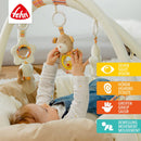 Fehn 3-D-Activity-Nest Spielbogen - Rainbow – Baby Krabbeldecke rund mit 5 abnehmbaren Spielzeugen zum Greifen