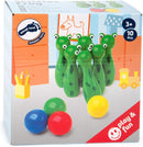 small foot Kegel „Frosch“ aus Holz, mit 6 Kegeln und 4 Kugeln, lustiges Spiel für Kinderzimmer oder Garten, 8166