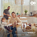 Kinderkraft DINNLY Hochstuhl, Kinderhochstuhl, Babystuhl, Kombihochstuhl, Sicherheitsgurte, Fußstütze, Tablett, ab 6 Monate bis 5 Jahre, Hellgrau