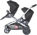RED CASTLE, Kinderwagen, Zwilling/Tandem/doppelt, ab der Geburt, wendbare Sitze/Rückenlehne 3 Positionen, großer Aufbewahrungskorb, Gestell verstellbar, anpassbar, Evolutwin, Schwarz