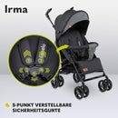 LIONELO Irma Kinderwagen bis 15 kg, Kinderwagen, leichter moderner Kinderwagen mit Liegefunktion, faltbar, große 6-Zoll-Räder, großer Korb, Tasche, Moskitonetz Schwarz