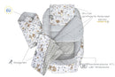 Medi Partners Babynest Nestchen Baby Set für Neugeborene - 100x60x15 Kuschelnest 5 teilig tragbar Nest zweiseitig Babynestchen Bett 100% Baumwolle (REH mit Grauem Minky)