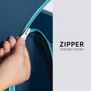 hauck Kinderreisebett Dream N Play Plus mit Transporttasche und Schlupf zum Spielen, Klein Zusammenklappbar, Baby Reisebett Kleinkind ab Geburt bis 15 kg (Navy/Aqua)