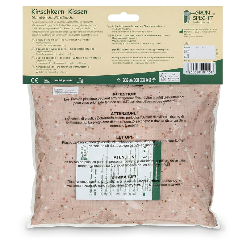 GRÜNSPECHT Kirschkern-Kissen 19x19cm, Wärmekissen für Nacken, Bauch & Rücken, Bezug aus 100% Baumwolle, für Mikrowelle & Backofen; Dreiecke Frosty grün (110-V7)