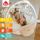 Fehn 3-D activity blanket with play arch, sheep – baby crawling blanket with 5 removable toys to grasp – play mat for babies and toddlers from 0+ months – crawling mat as a birth gift
